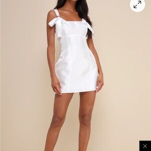 Lulus NEW white ribbon bow mini dress